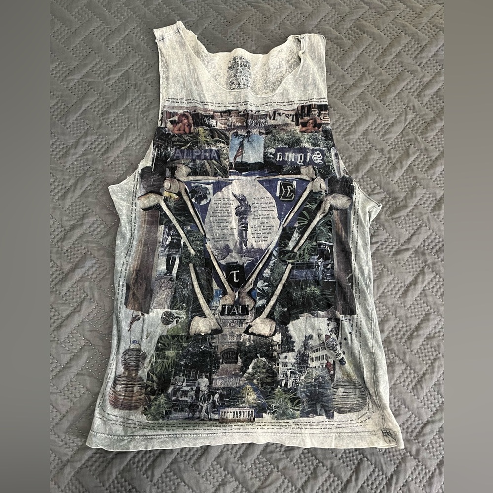 Mens All Saints tank Greek fraternity graphics XS